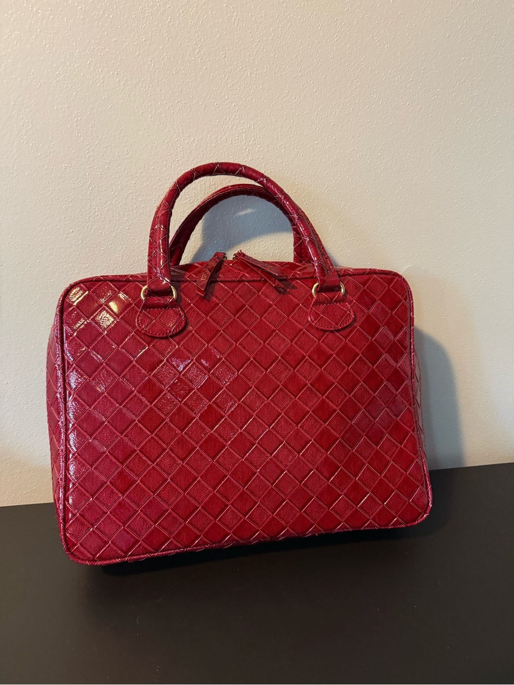 Estee Lauder Red Quilted Patent Cosmetic Case